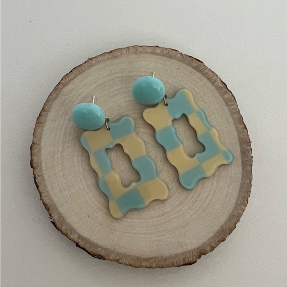 1970's Inspired Pattern Dangle Earrings - Colorful Retro Drop Earrings - Picture 10 of 14